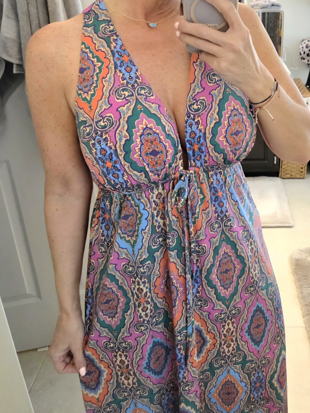 Veronica M Multicolor Paisley Halter Maxi Dress